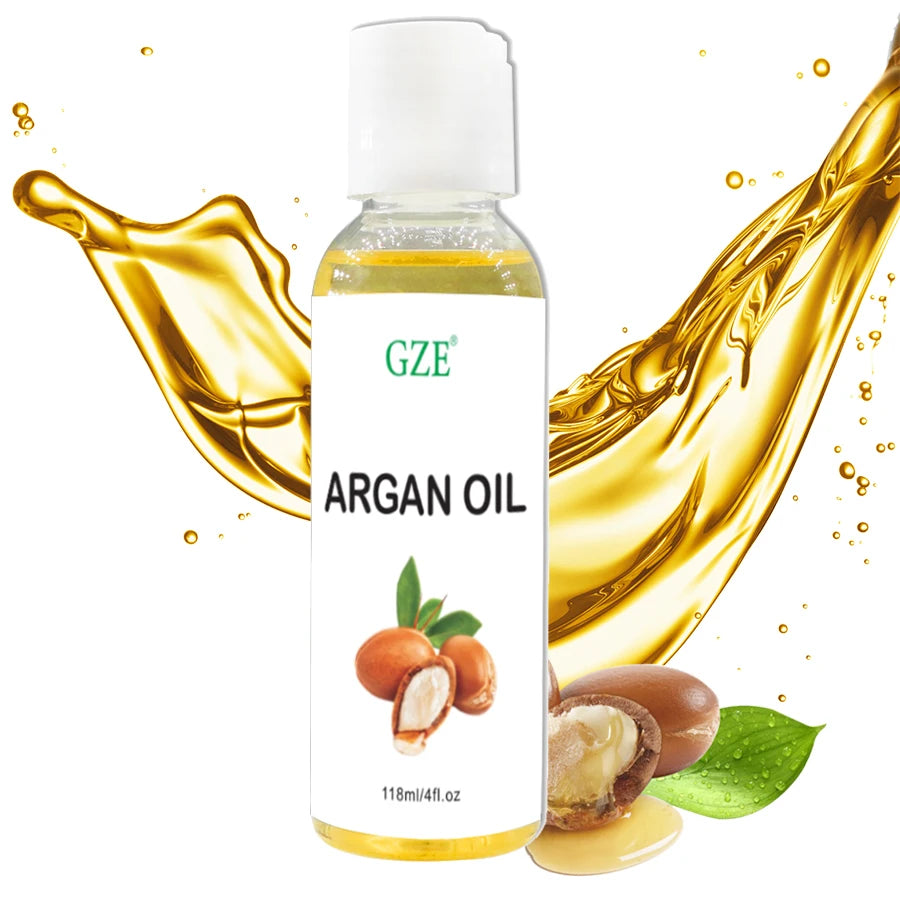 GZE Huile d'argan marocaine biologique Hydratant pur pressé à froid vierge de qualité supérieure pour peau sèche, endommagée, cheveux, visage, corps, cuir chevelu