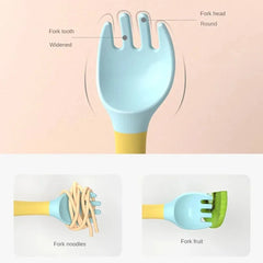 Ensemble fourchette et cuillère pour bébé, ustensiles pliables pour tout-petits, poignée en Silicone souple, vaisselle d'entraînement, outils d'auto-alimentation pour nourrissons et enfants BP