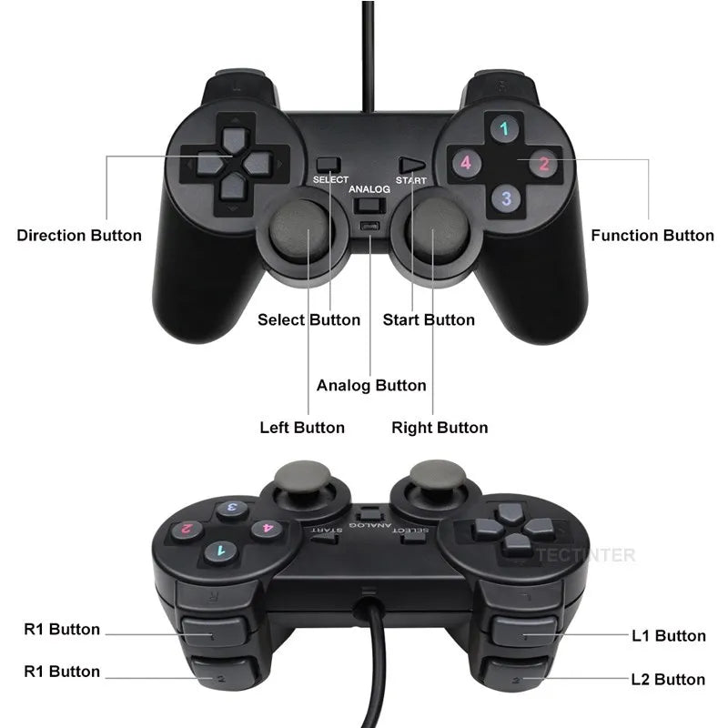 Manette de jeu filaire USB pour WinXP/Win7/Win8/Win10, Joypad pour PC Windows, ordinateur portable, Joystick de jeu noir