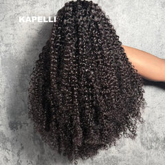 Demi-perruque cheveux humains crépus bouclés sans colle perruque cheveux humains prêt à porter 3 en 1 demi perruque avec cordon 250 densité bouclée demi-perruque
