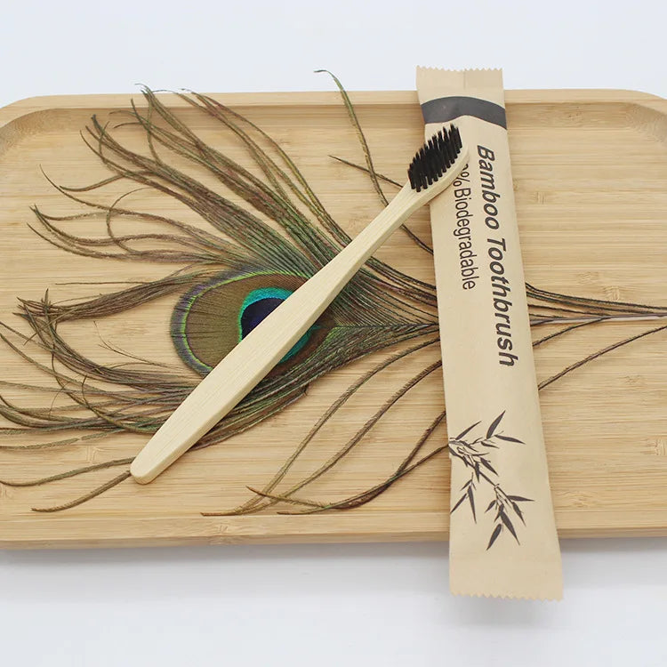 Brosses à dents en bambou 100 pièces brosse à dents réutilisable écologique adulte brosse à dents souple en bois écologique végétalien