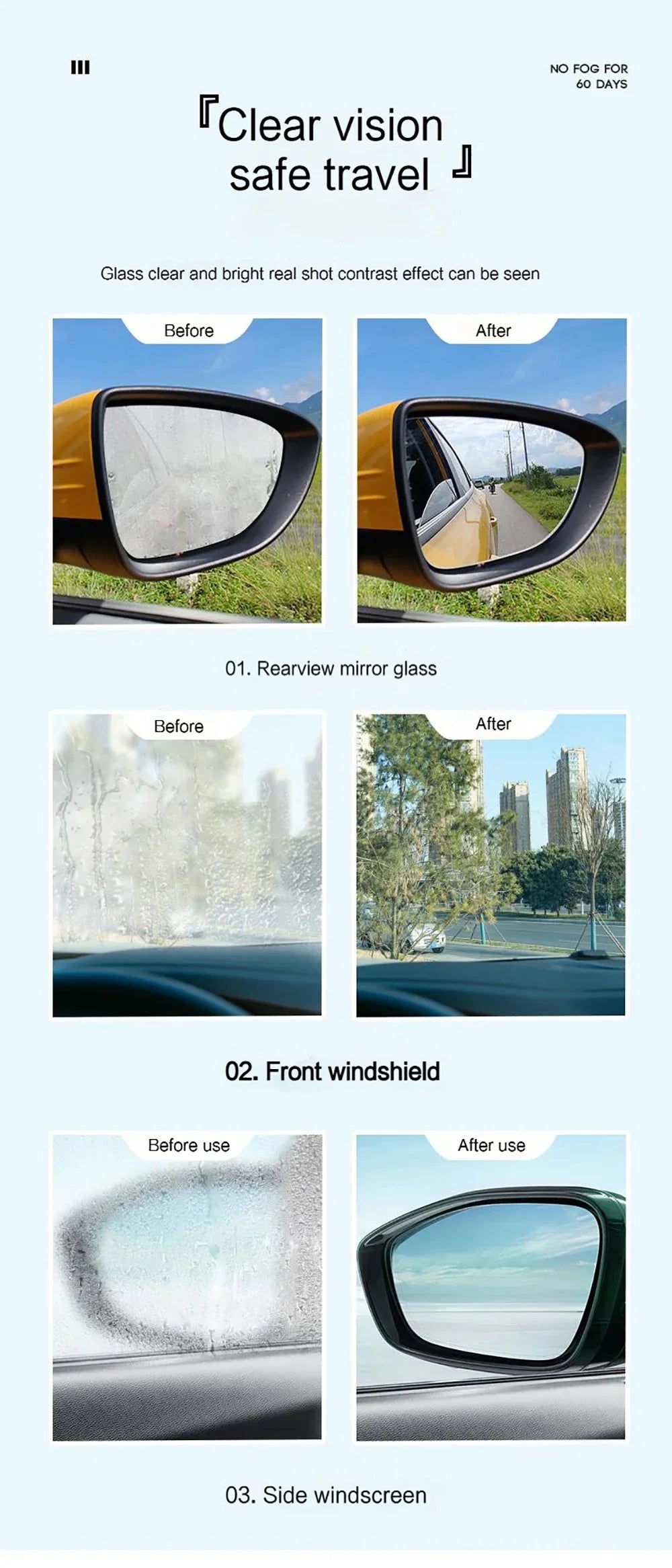 Agent Anti-buée pour moto, essuie-glace pour lentille de casque, rétroviseur, liquide en verre, Spray répulsif pour pare-brise, accessoires de voiture