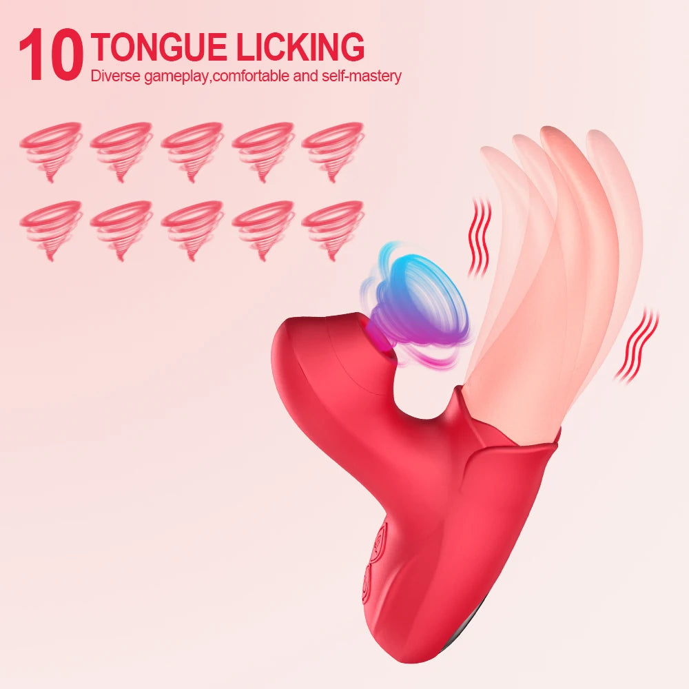 Vibromasseur Rose à succion avec léchage de langue pour femmes, Stimulation clitoridienne, stimulateur de mamelons, produits pour adultes, jouets sexuels