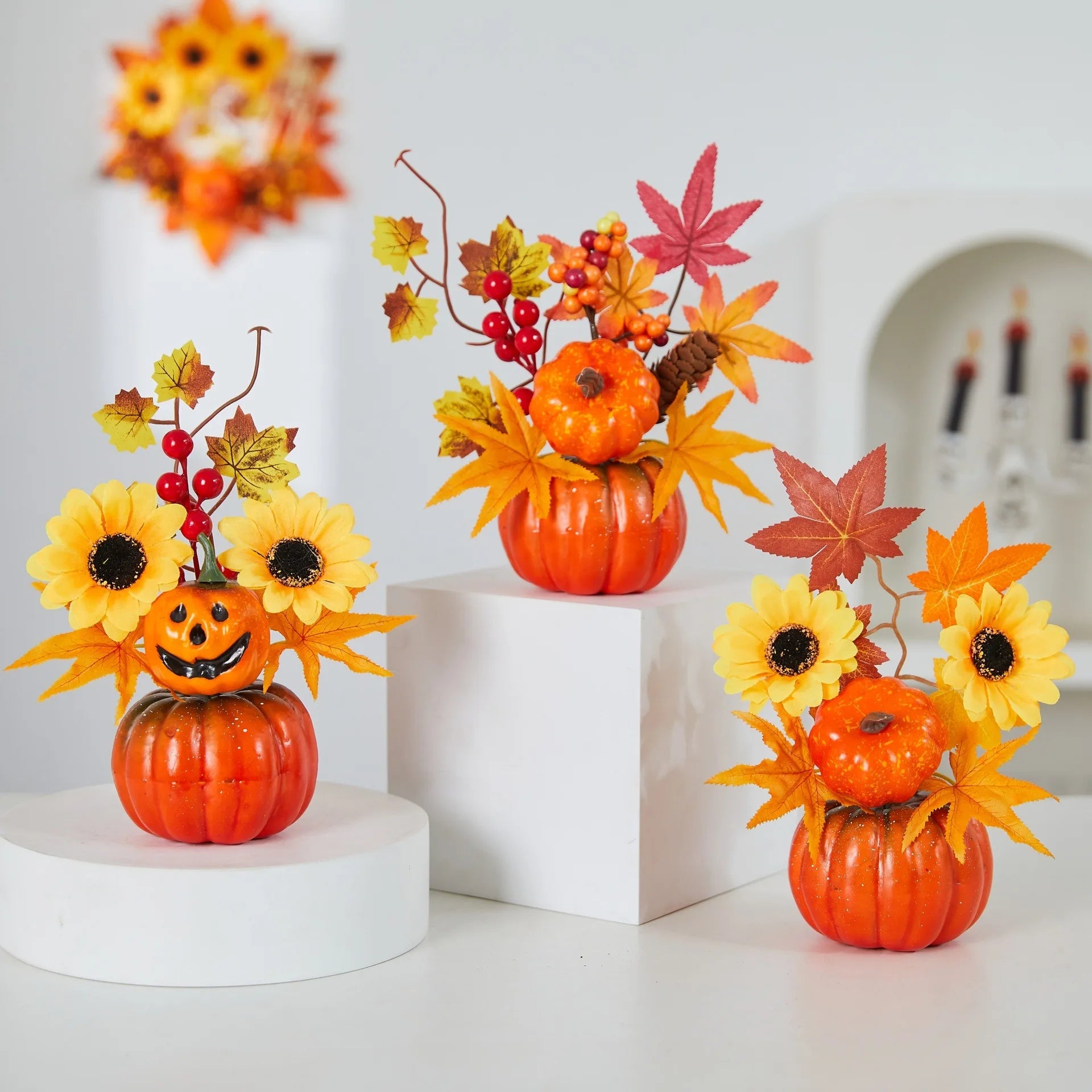 Décor de fête à thème d'automne, ornements de feuilles d'érable et de tournesol, Festival de récolte de bonsaï pour Thanksgiving, bricolage, joyeux Halloween, 2025