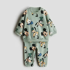 Costumes pour tout-petits, sweat-shirt + pantalon de dessin animé, ensemble deux pièces, tenues à manches longues, mode, sweat à capuche imprimé de dessin animé, pantalons de survêtement, vêtements d'extérieur
