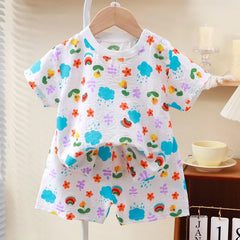 Costume pour enfants, vêtements pour filles, t-shirt à manches courtes + Short, dessin animé, ensemble d'été pour bébés garçons