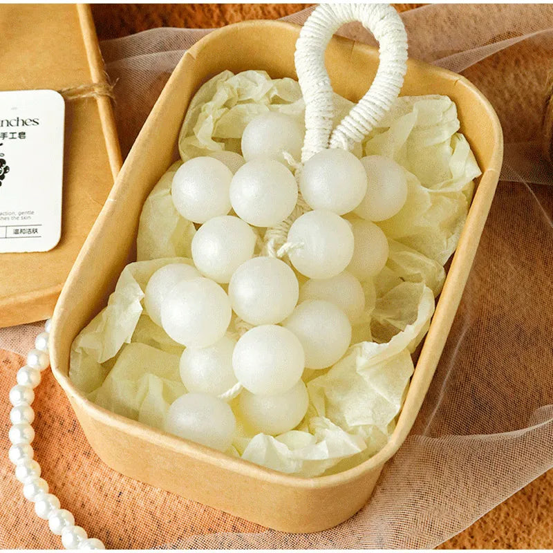 Barre de savon faite à la main, bouquets de raisin perlé, bain, lavage, nettoyage et boîte cadeau nourrissante, savon, Extraction de plantes, élimine la saleté douce