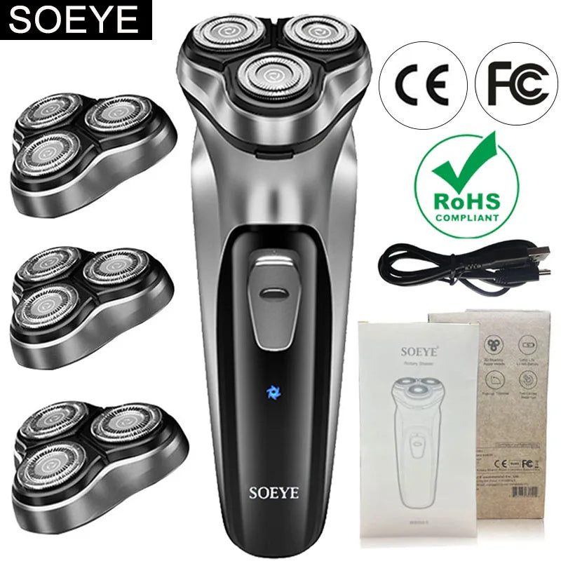 Rasoir électrique pour hommes rasoir électrique SOEYE rasoir pour hommes lame flottante 3D tondeuse à barbe Recharge USB Machine de coupe de cheveux