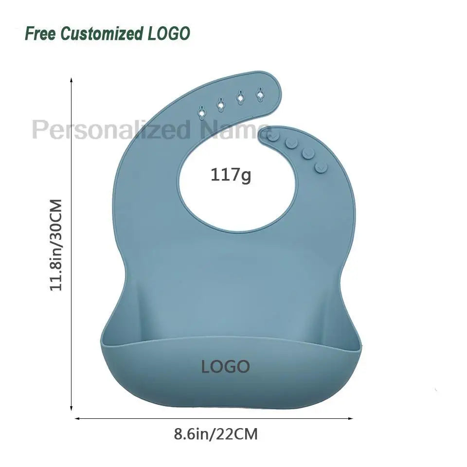 Bavoir en Silicone pour bébé et enfant en bas âge, imperméable, souple, avec poche de chargement, pour garçons et filles, Logo personnalisé gratuit