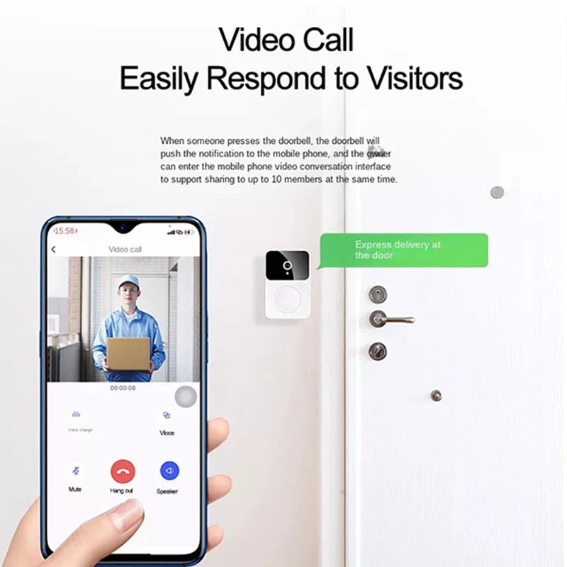 Tuya – Wireless Video Doorbell, WiFi Camera, Night Vision, Smart Home Security, Outdoor HD Doorbell, Two-Way Intercom, Voice Change