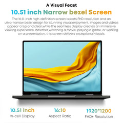 CHUWI MiniBook X Intel N150 10.51 pouces 2-en-1 tablette ordinateur portable 12GB LPDDR5 512G SSD Windows 11 ordinateurs portables Mini ordinateur portable 2K FHD WiFii 6