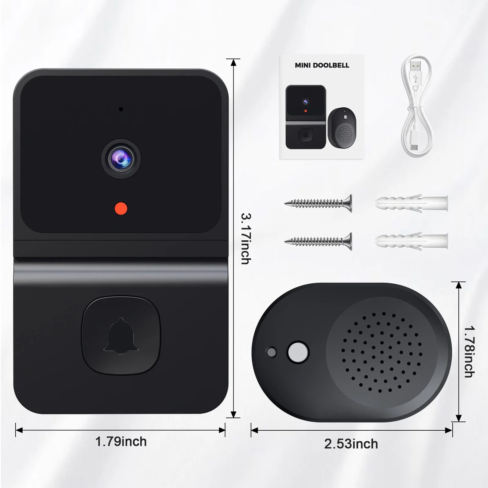Wireless Wi-Fi Doorbell with Outdoor HD Camera, Night Vision Video Intercom, Voice Changer, Home Monitor, Security Doorbell