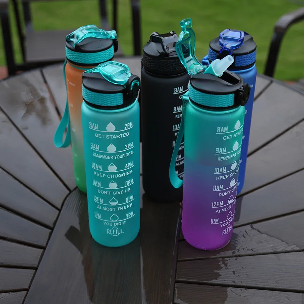 Bouteille d'eau de sport de motivation étanche, carafe à boire HI, carafe de fitness en plein air, carafe de voyage, standardisation de cuisine, 1 litre