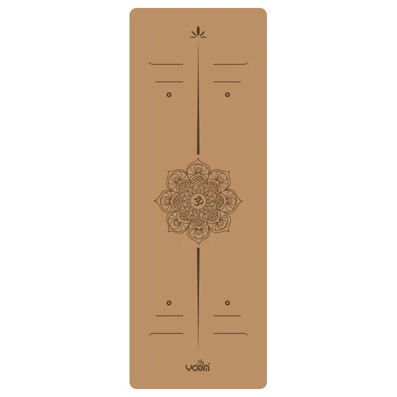 2025 Nouveau tapis de yoga de luxe en liège et caoutchouc naturel avec lignes d'alignement gravées au laser - Absorption des chocs, antidérapant, réduction du bruit