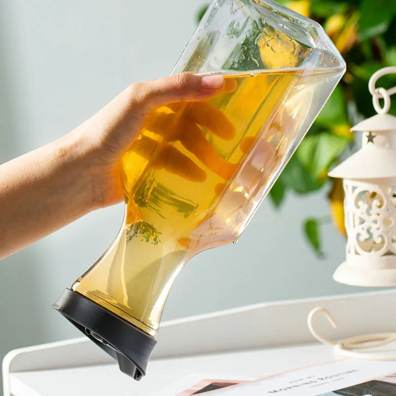 Grande bouteille d'eau en plastique avec bouchon rabattable, récipient à jus à base carrée, bouteille d'eau en plastique transparent, bouteille de lait de boisson, 50 oz