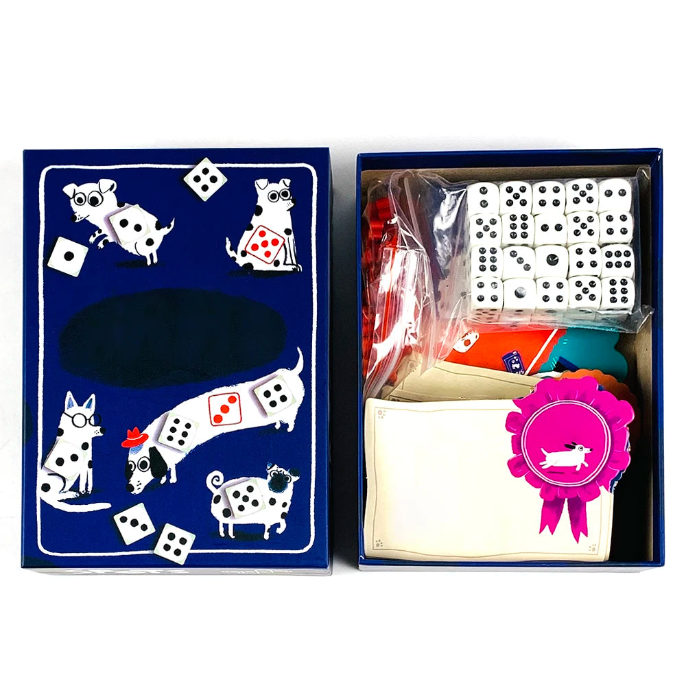 Jeu de cartes-un jeu sur les dés roulants pour augmenter votre chance et le chien, jeu de société, jeux interactifs en famille, jeux de vacances