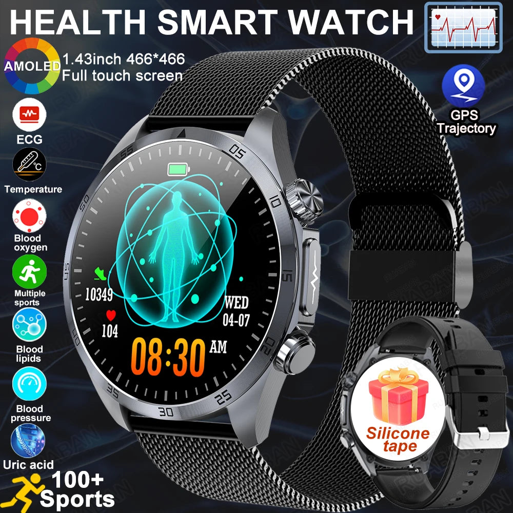 2025 nouvelle montre intelligente hommes pour huawei pression artérielle santé montre CES sommeil pulsé thérapeutique acide urique lipides sanguins graisse corporelle