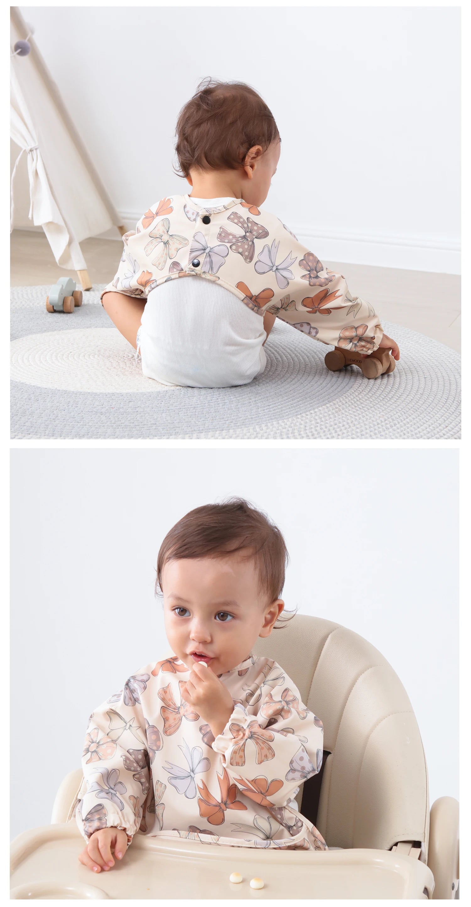 Nouveau bavoir bébé avec poche pour accessoires d'alimentation bavoirs pour enfants imperméable à manches longues bavoirs tabliers à manches longues