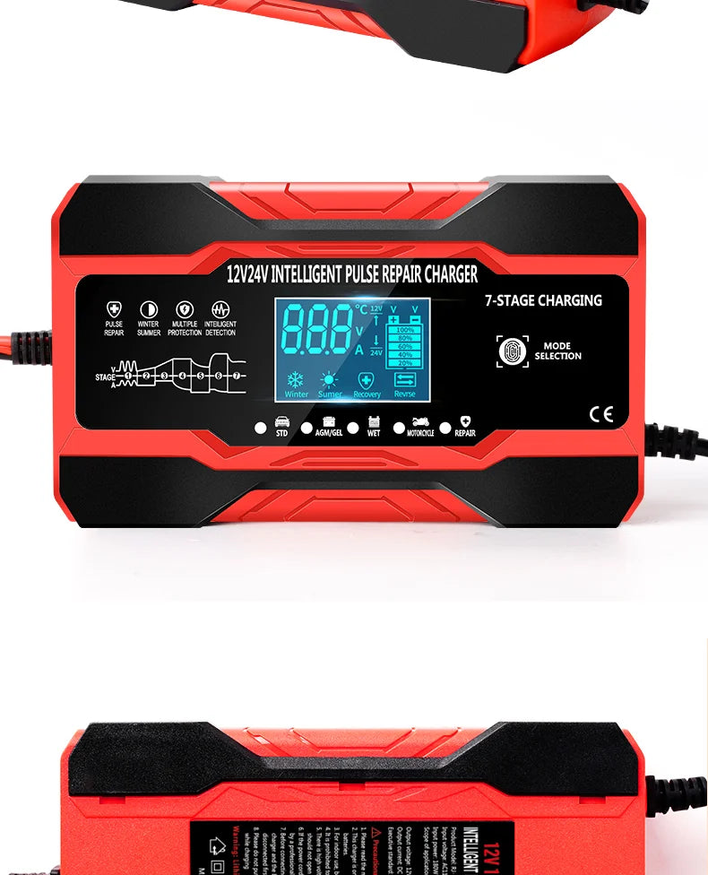 Chargeur de batterie de voiture 5A, chargeur de batterie intelligent 12V/24V, entretien automatique avec compensation de température pour tondeuse de camion