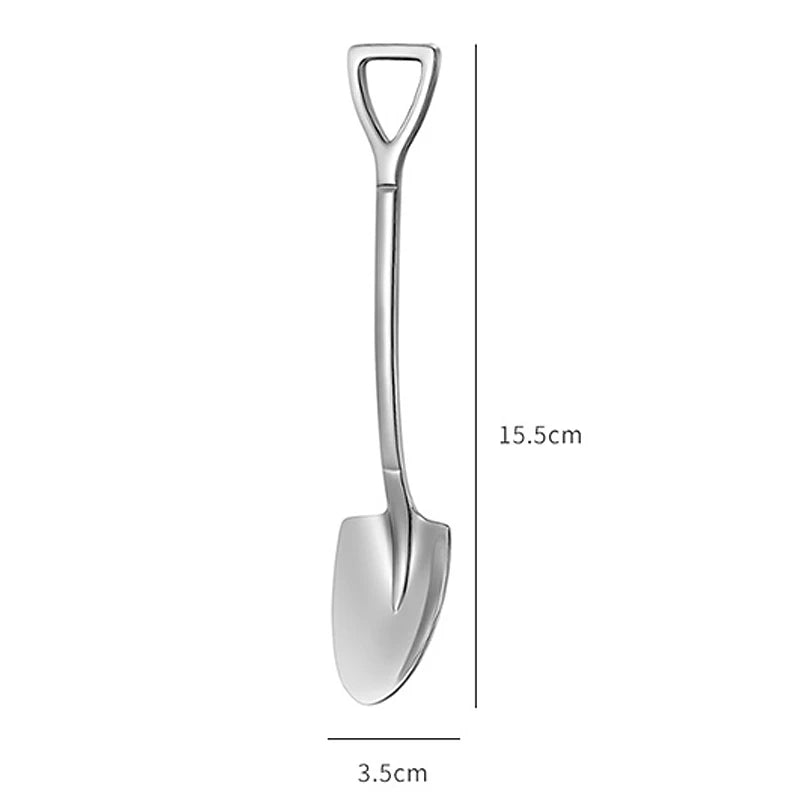 Set of 4 stainless steel scoop and pointed spoons, coffee spoon, tea spoon, ice cream spoon, dessert spoon, cutlery, dinnerware set, kitchen tools