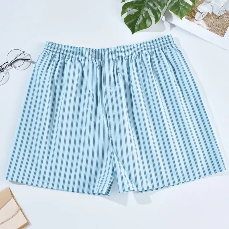 Sous-vêtements pour hommes boxeurs Shorts décontracté coton sommeil caleçon Homewear hommes flèche culotte rayé Plaid ample sous-vêtement confortable