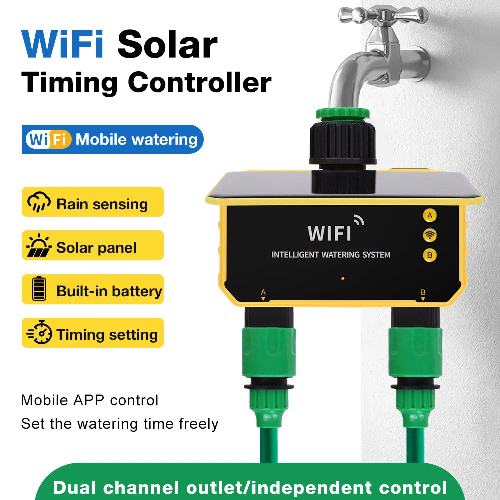 Solar Irrigation Synchronization Controller, Smart Existing System for Garden, Valve with Rain Sensor, WIFI