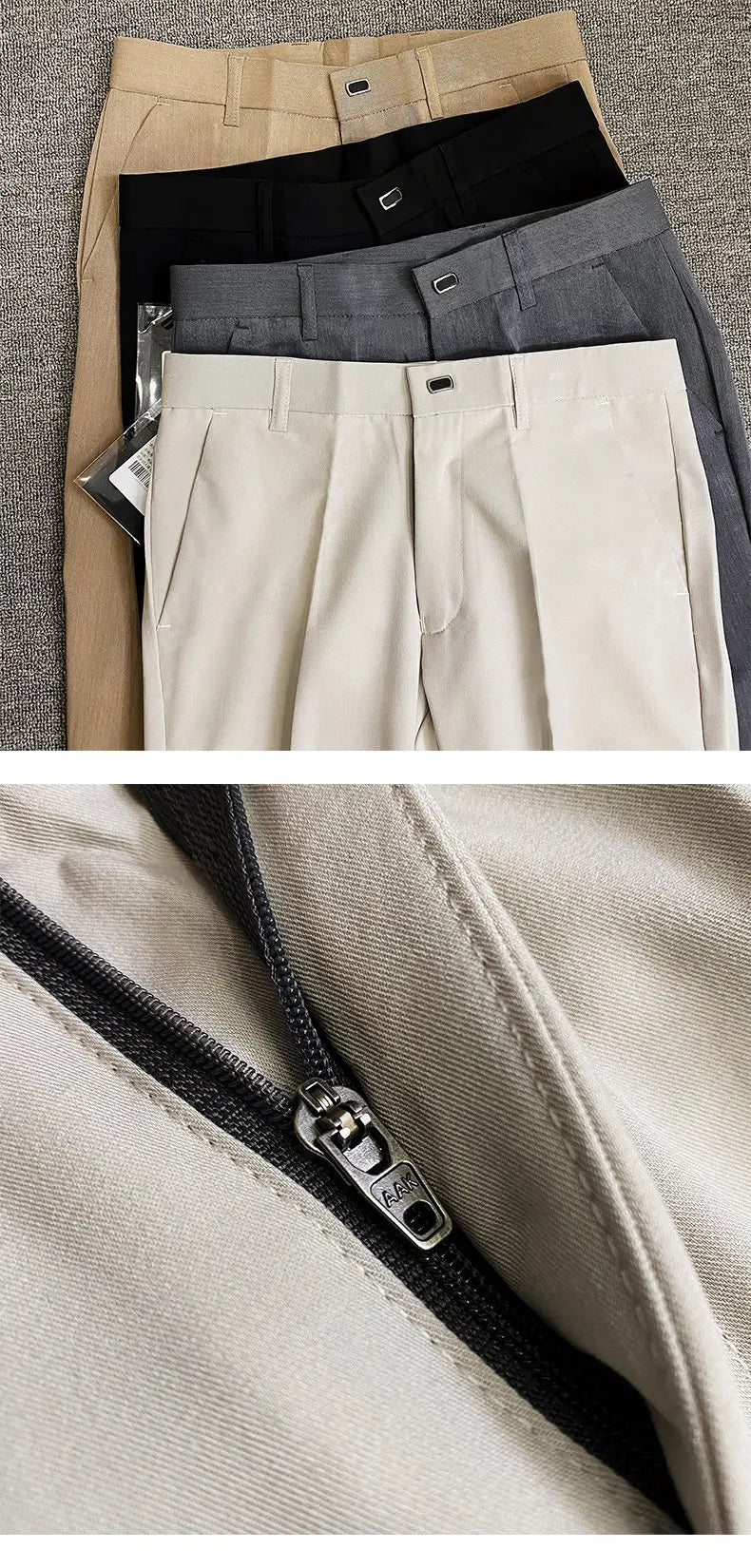 Men's Suit Formal Trousers, Men's Stretch Slim Fit Solid Color Casual Outfit Full Length Trousers, Fashion New Men's Clothing