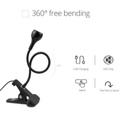 Lampe de bureau à clipser LED 360 ° Table de lecture à col de cygne Flexible, lumière de lecture pour étude, soins des yeux, pince USB, livres, éclairage nocturne