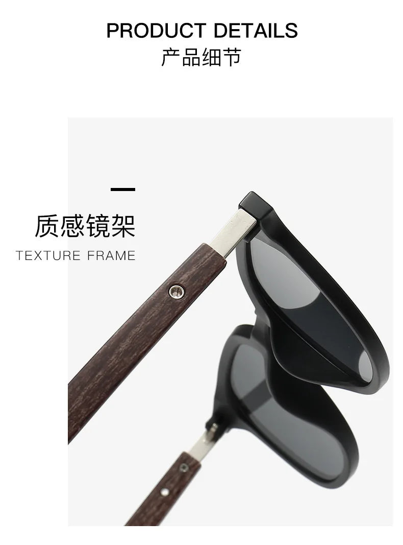 Lunettes De soleil classiques à jambes miroir en Grain De bois pour hommes, petite monture carrée, lunettes De haute qualité pour femmes, UV400 Oculos De Sol