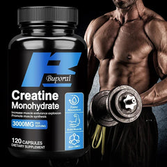 Creatine monohydrate - Improves muscle strength, promotes muscle recovery and growth, and enhances athletic performance. Vegan.