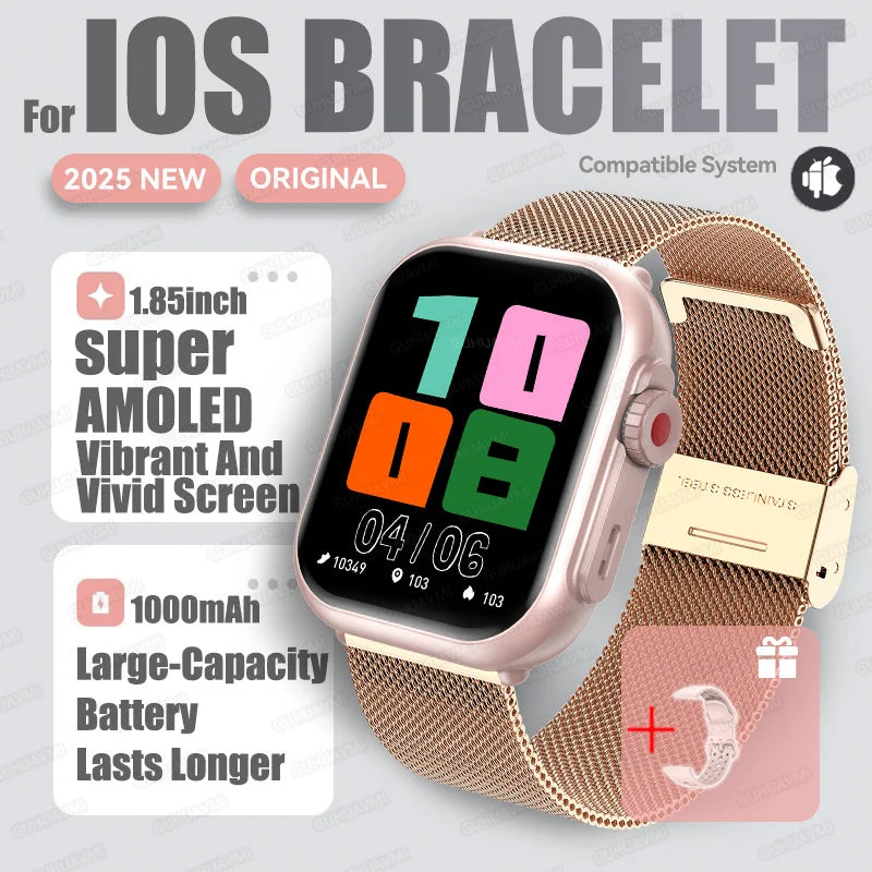 2025 nouvelle mode sport montre intelligente hommes femmes 1.85 pouces HD AMOLED plein écran tactile IP68 étanche Bluetooth appel montres intelligentes