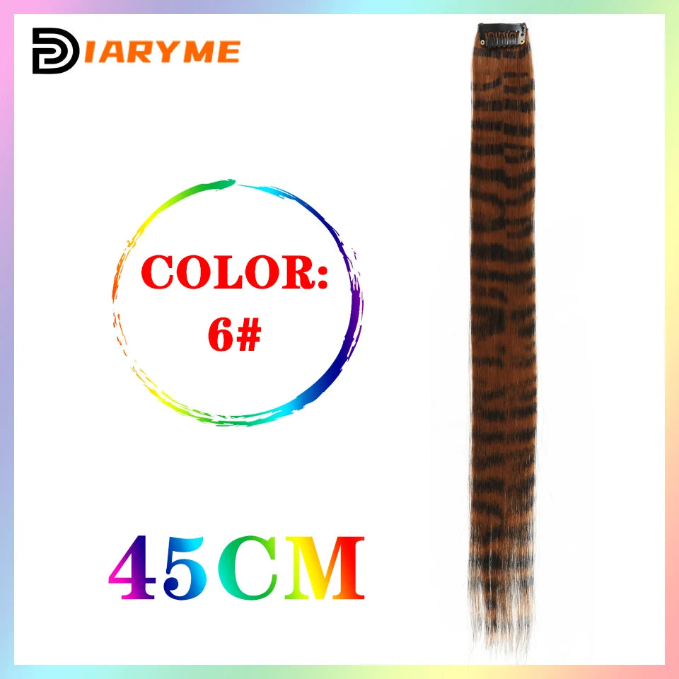 Colorful curly synthetic hair extensions for girls, long clip-in hairpiece, multicolored party strands, wig piece, for women and children