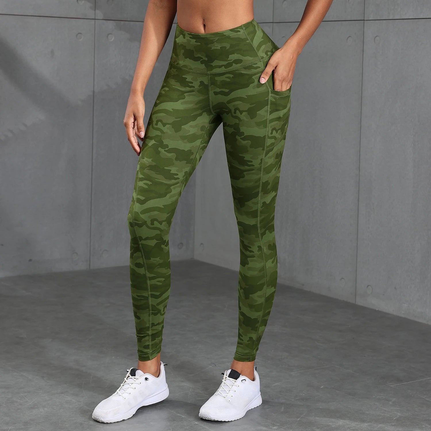 Pantalon de Yoga taille haute de couleur unie pour femmes, avec poches, Leggings de Compression pour le sport, le Fitness, la course à pied