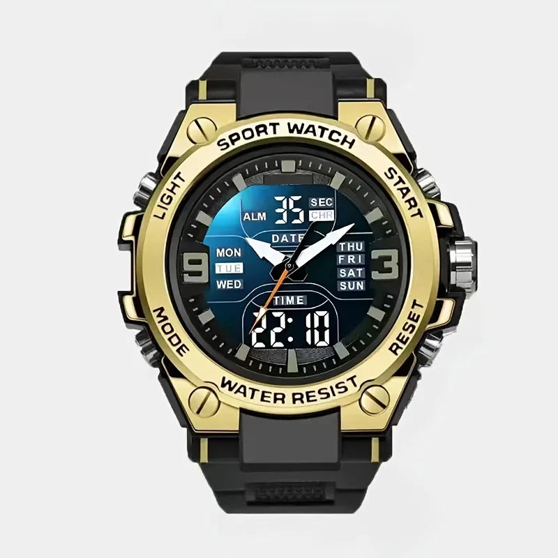 [Montre chronographe numérique pour hommes] montre chronographe multi-sport montre à quartz numérique pour hommes avec alarme Date lumineuse le Gi idéal