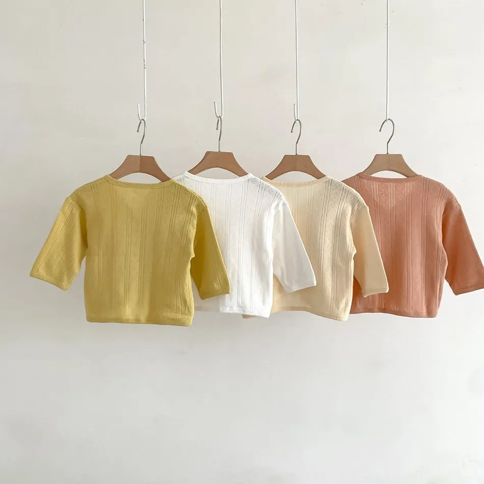 Veste d'été légère à manches longues pour enfants, vêtements pour tout-petits, cardigan solide pour documents, vêtements décontractés coréens pour bébés garçons et filles