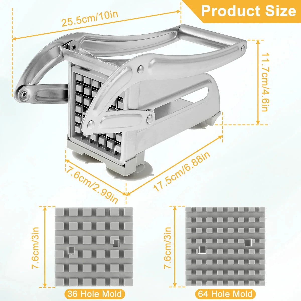 Stainless Steel Manual Potato Cutter, French Fry Slicer, Chip Maker, Meat Grinder, Cutting Machine, Tools, 1 piece