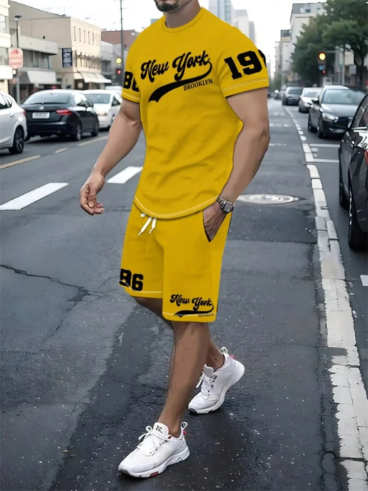 2025 Nouveau Casual Hommes Ensemble, Taille 23 Impression Numérique, L'été Rue De La Mode, Respirant Et Confortable, Sports de Plein Air