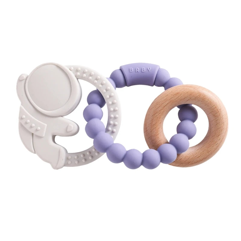 Anneau de dentition en Silicone pour bébé, 1 pièce, sans BPA, Bracelet en Silicone, feuille, jouets de dentition, anneau en bois, dent d'allaitement, jouets cadeaux pour nouveau-né