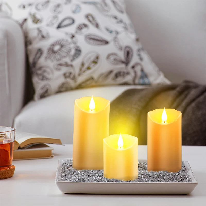 Bougies LED vacillantes sans flamme, fonctionne à piles, pour mariage, fête d'anniversaire, ambiance romantique, décoration de maison, lumière chaude, flamme 3D
