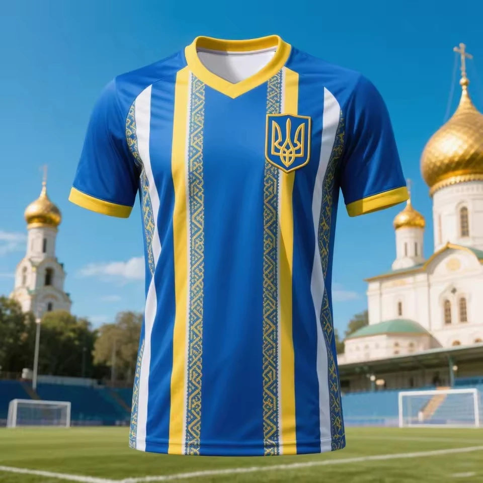 Maillot de Football ukrainien t-shirts adultes et enfants nouvelle tendance de la mode uniformes de Football imprimés numériques été hommes t-shirts de sport ukrainien