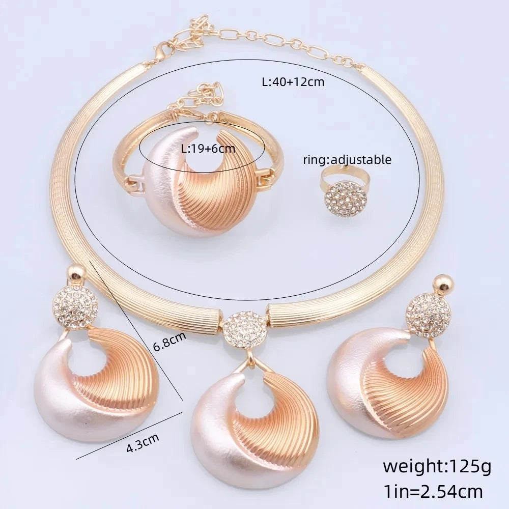 Ensemble de bijoux de dubaï pour femmes, plaqué argent, collier, boucles d'oreilles, Bracelet et bague de luxe, bijoux pour fête de mariage, tendance ﻿