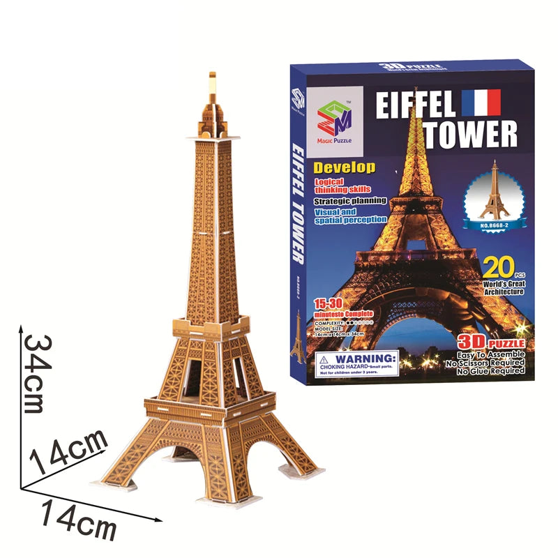 Jouets éducatifs Puzzles 3D jouets enfants développement intellectuel mondes Construction de bâtiments célèbres Puzzles 3D jouet