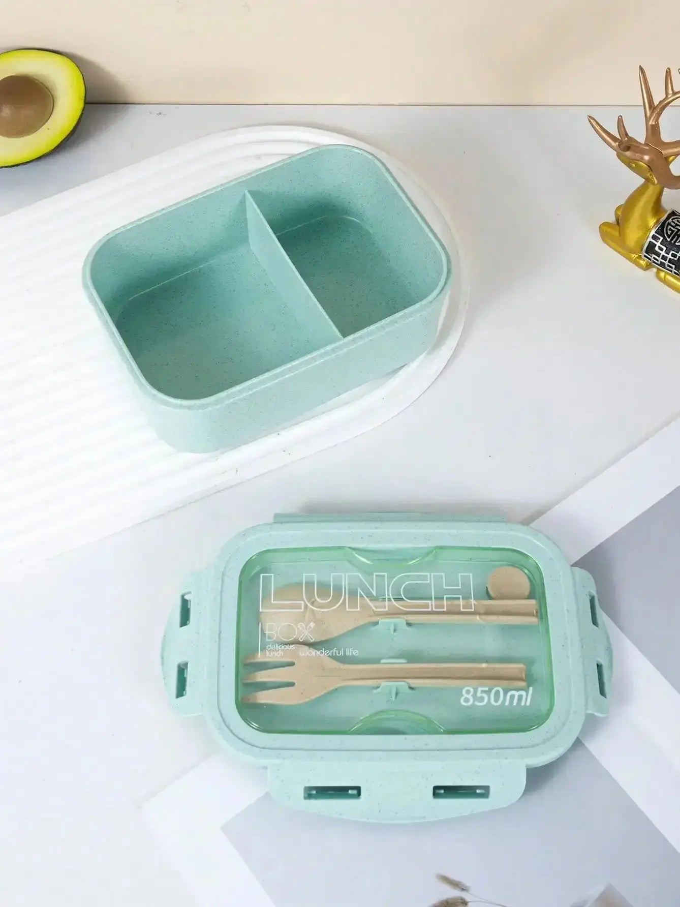 Boîte à déjeuner 1 pièce, boîte à déjeuner, forme carrée de couleur unie pour la journée des employés de bureau, scellée avec une vaisselle, boîte à repas pour four à micro-ondes