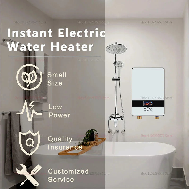 Chauffe-eau électrique instantané Portable petit chauffage rapide adapté pour salle de bain cuisine douche eau chaude rapide lorsqu'il est nécessaire