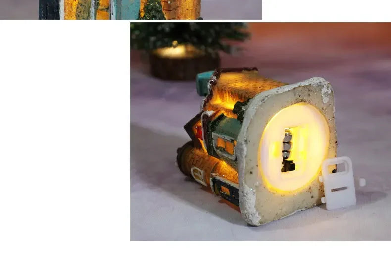 Christmas decoration house LED light durable Christmas ornaments small resin mini house miniature village building for home children gift