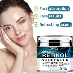 Crème à l'acide hyaluronique au collagène rétinol, crème pour le visage au rétinol et au collagène,