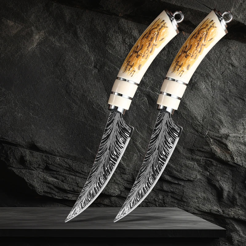 Stainless steel kitchen utility knife with wooden handle, steak knife, boning knife, meat knife, fruit knife with gift cover