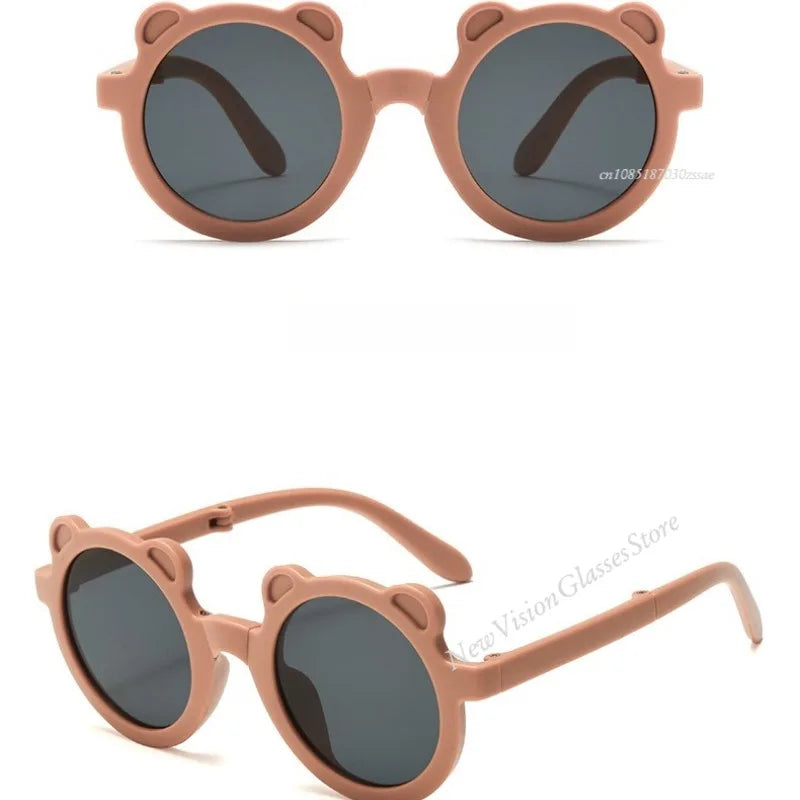 Mignon petit ours pliant enfants lunettes de soleil garçons filles Protection solaire lunettes de soleil mode bébé Protection UV lunettes pour enfants