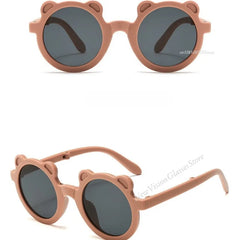 Mignon petit ours pliant enfants lunettes de soleil garçons filles Protection solaire lunettes de soleil mode bébé Protection UV lunettes pour enfants
