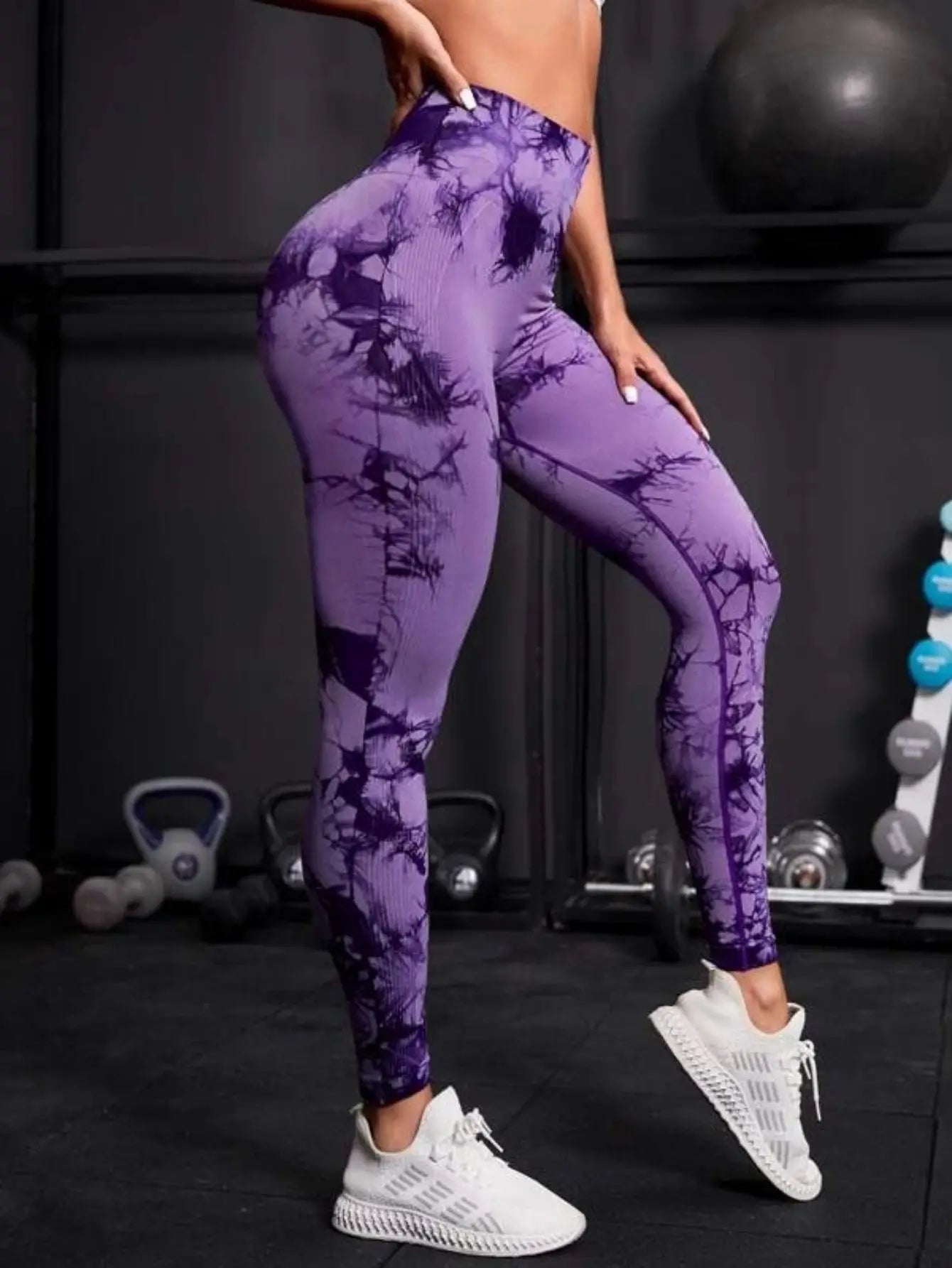 Leggings taille haute sans couture pour femmes, teinture par nouage, Fitness, sport, course à pied, pantalons de Yoga, levage des hanches, collants tricotés élastiques